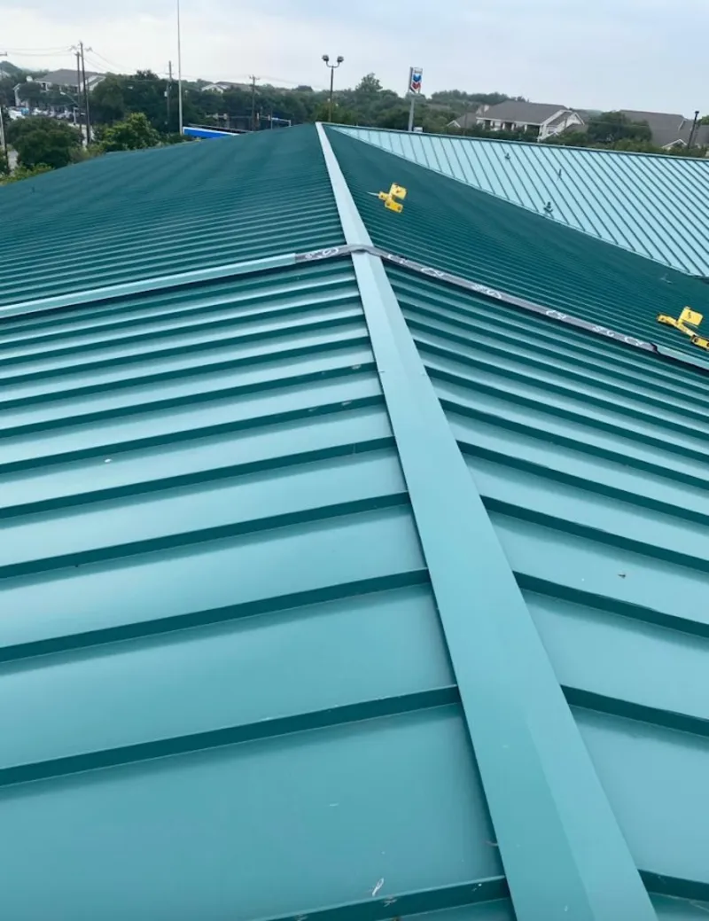 Green commercial metal roof ridge and valley for Metal Roof Repair in Clarinda